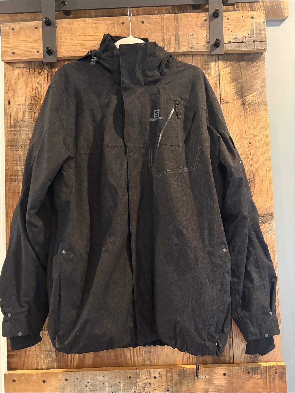 Salomon Men's Dark Charcoal Black Ski Jacket with Hood